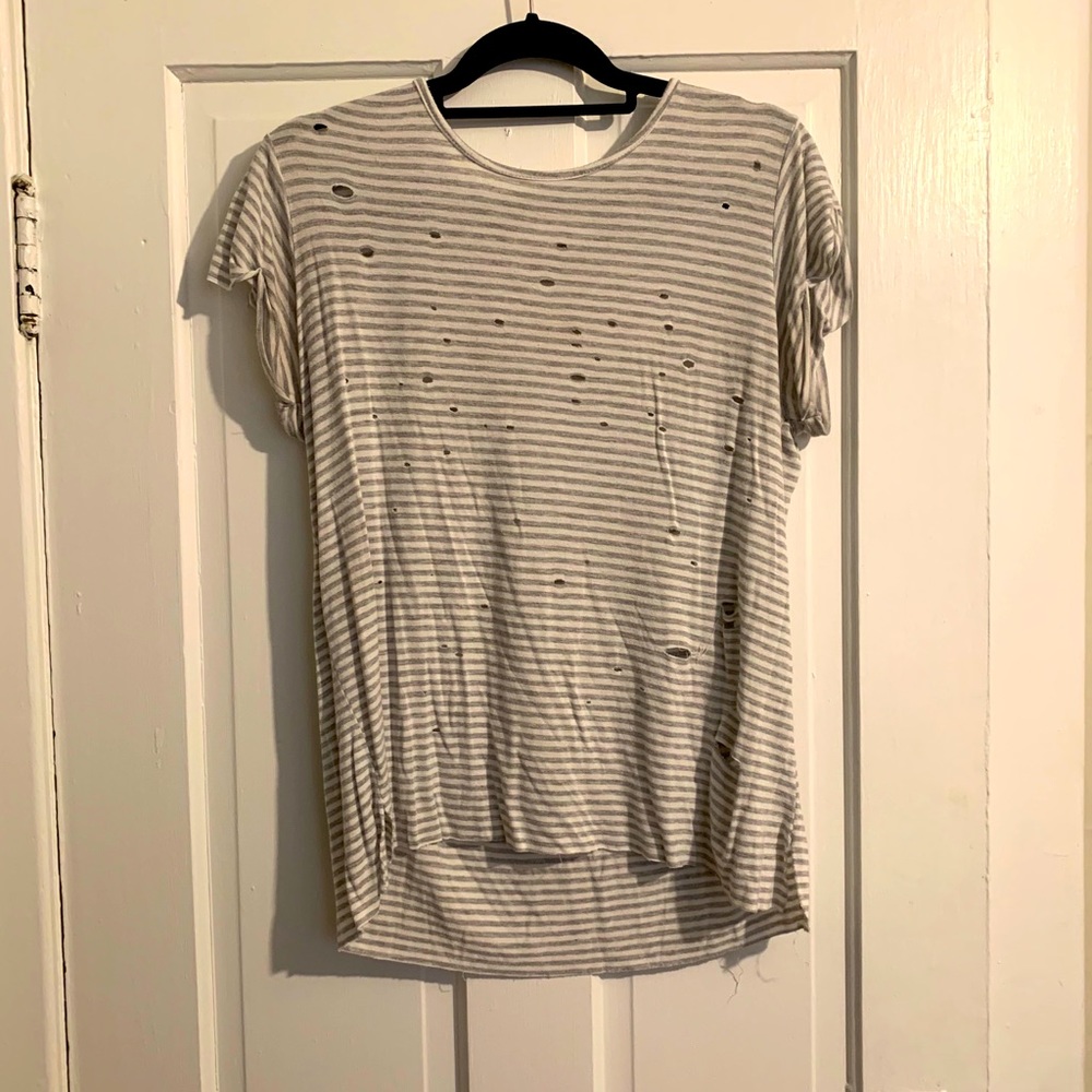 Grey and white stripe top